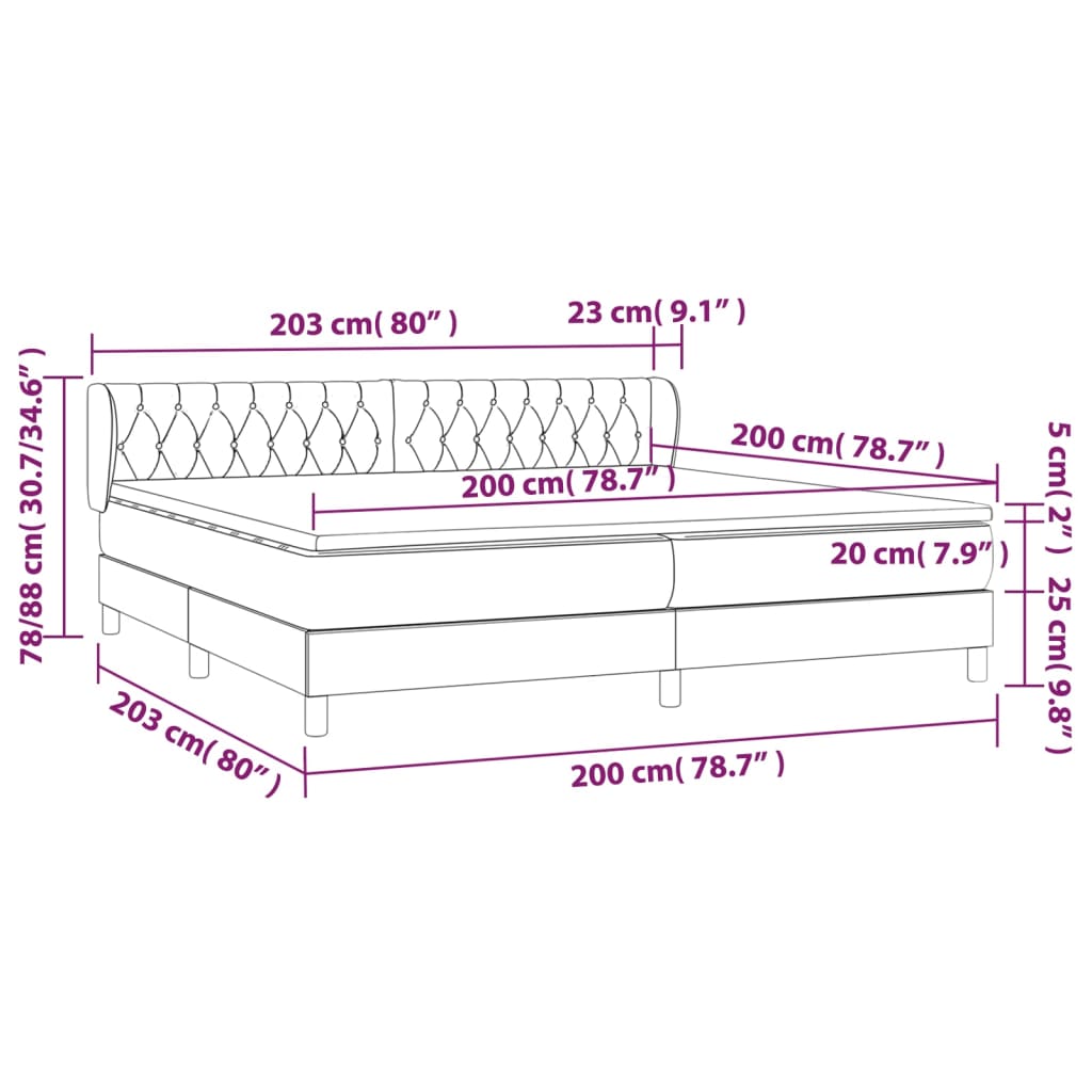 Boxspring met matras stof zwart 200x200 cm