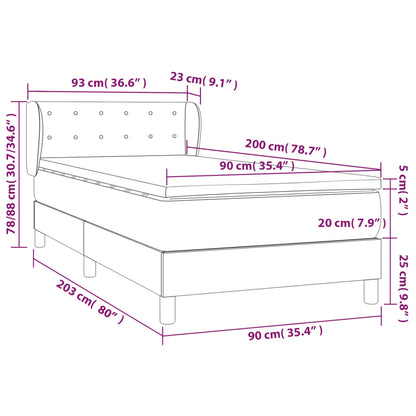 Boxspring met matras stof zwart 90x200 cm