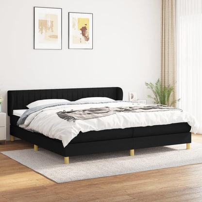 Boxspring met matras stof zwart 200x200 cm