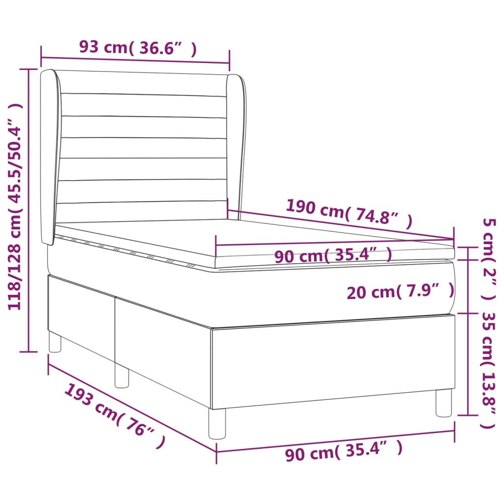 Boxspring met matras stof zwart 90x190 cm