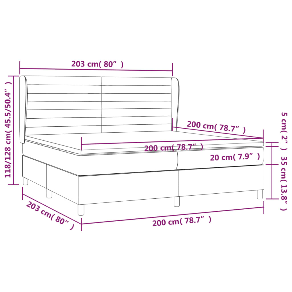 Boxspring met matras stof zwart 200x200 cm