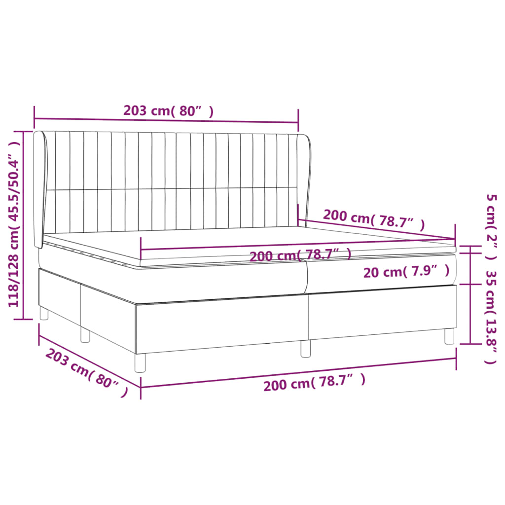 Boxspring met matras stof zwart 200x200 cm