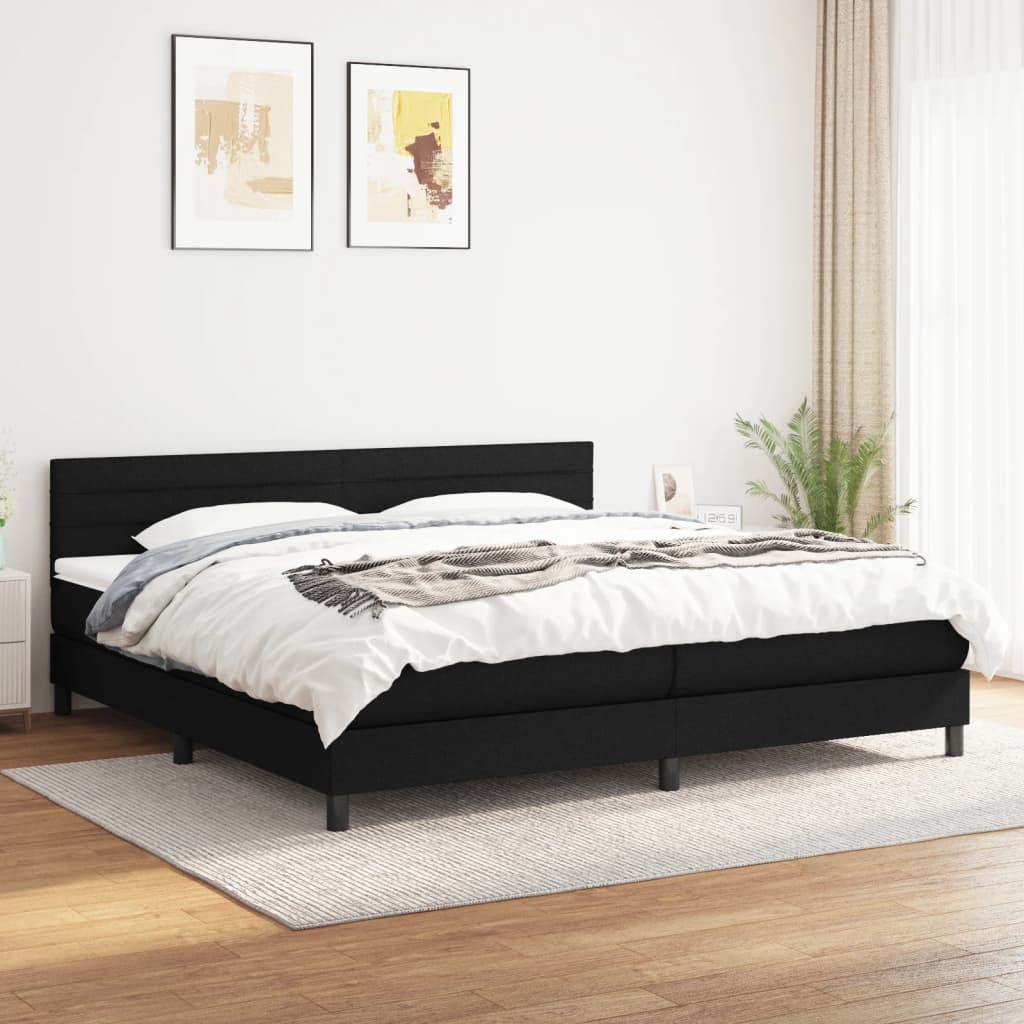 Boxspring met matras stof zwart 200x200 cm