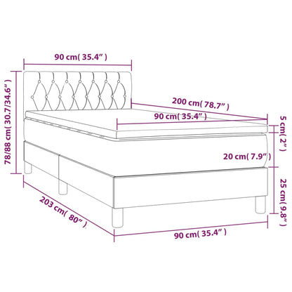 Boxspring met matras stof zwart 90x200 cm