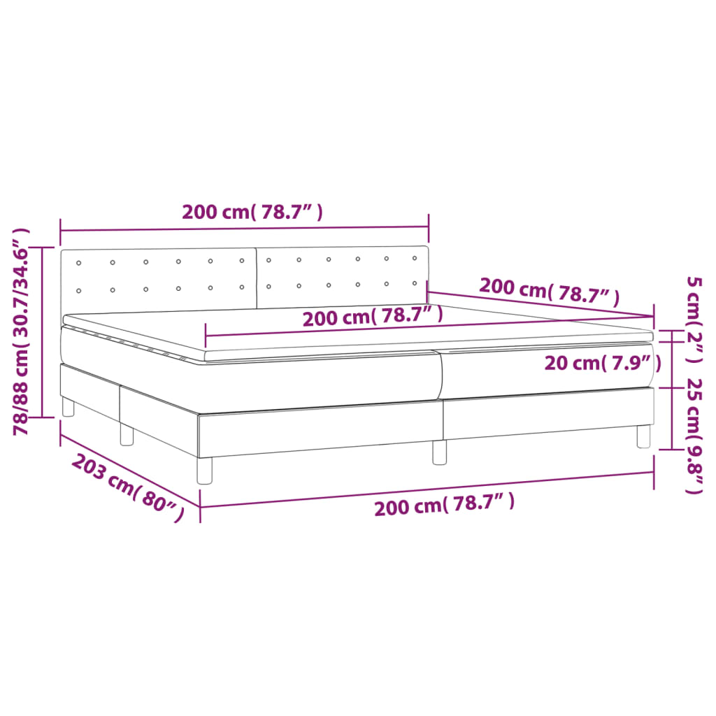 Boxspring met matras stof zwart 200x200 cm