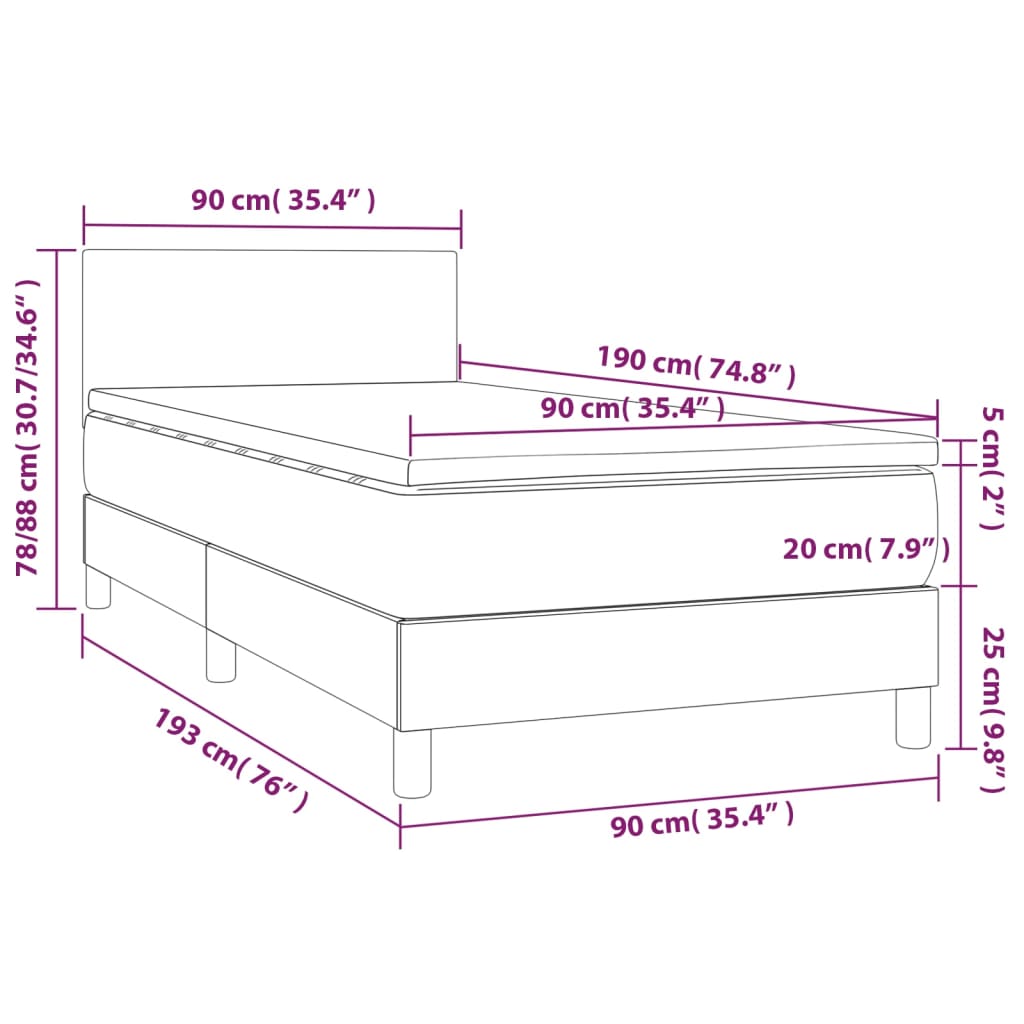 Boxspring met matras stof zwart 90x190 cm