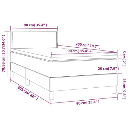 Boxspring met matras stof zwart 90x200 cm