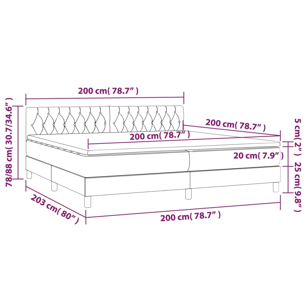 Boxspring met matras stof zwart 200x200 cm