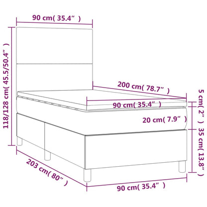 Boxspring met matras stof zwart 90x200 cm