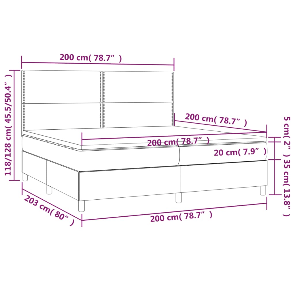 Boxspring met matras stof zwart 200x200 cm