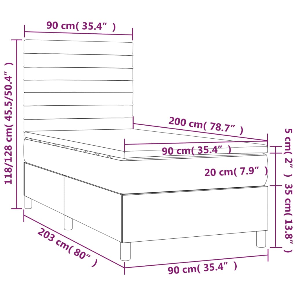 Boxspring met matras stof zwart 90x200 cm