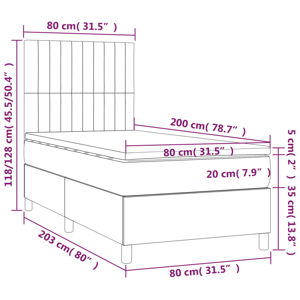 Boxspring met matras stof zwart 80x200 cm