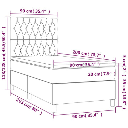 Boxspring met matras stof zwart 90x200 cm