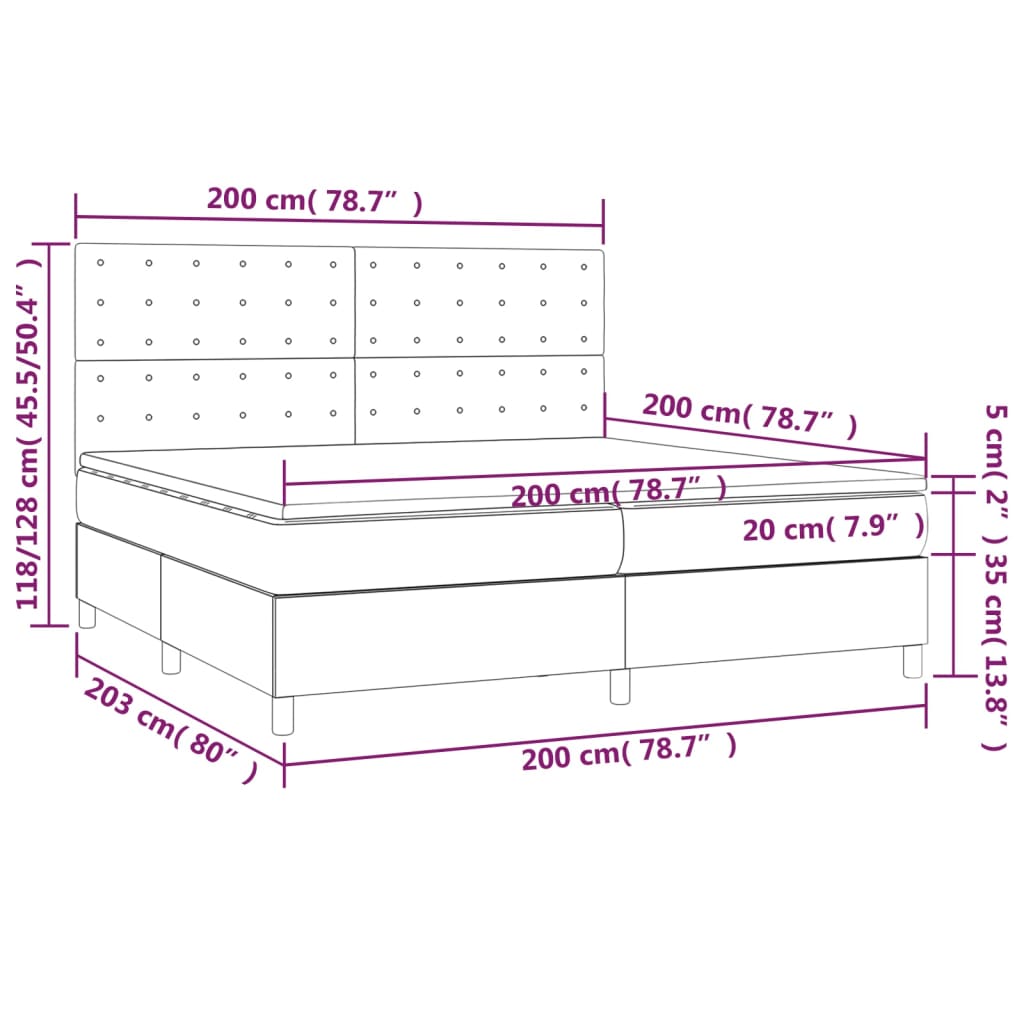 Boxspring met matras stof zwart 200x200 cm