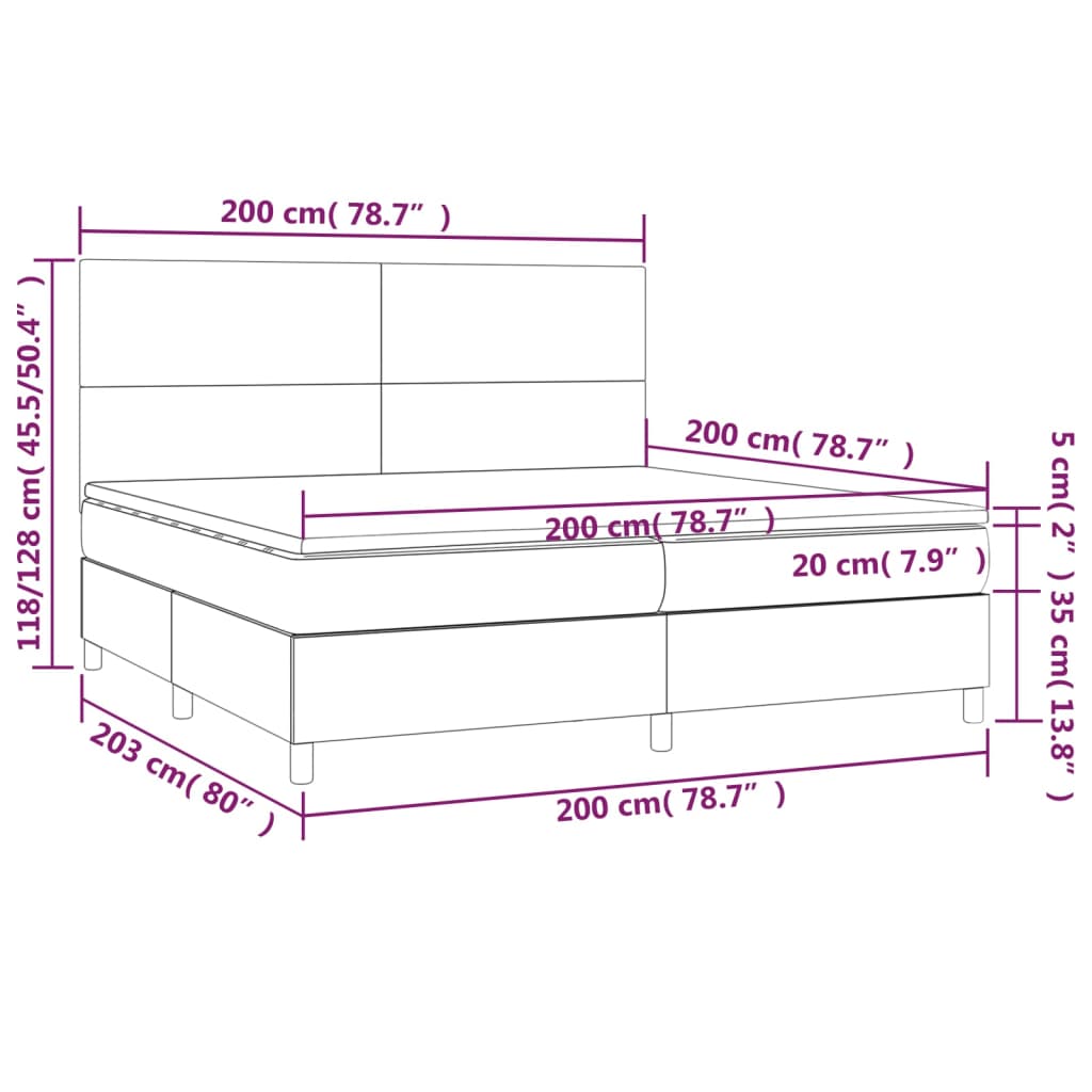 Boxspring met matras stof zwart 200x200 cm