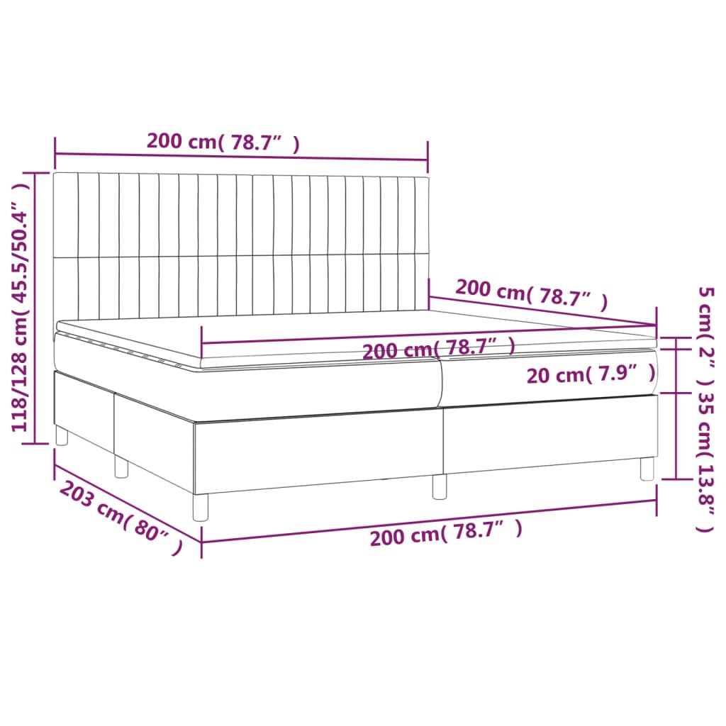 Boxspring met matras stof zwart 200x200 cm