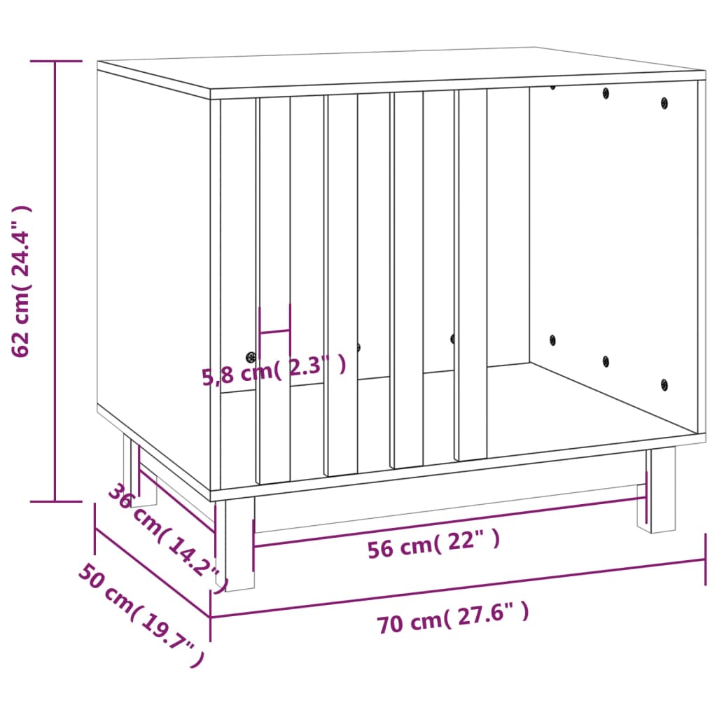 Hondenhok 70x50x62 cm massief grenenhout honingbruin