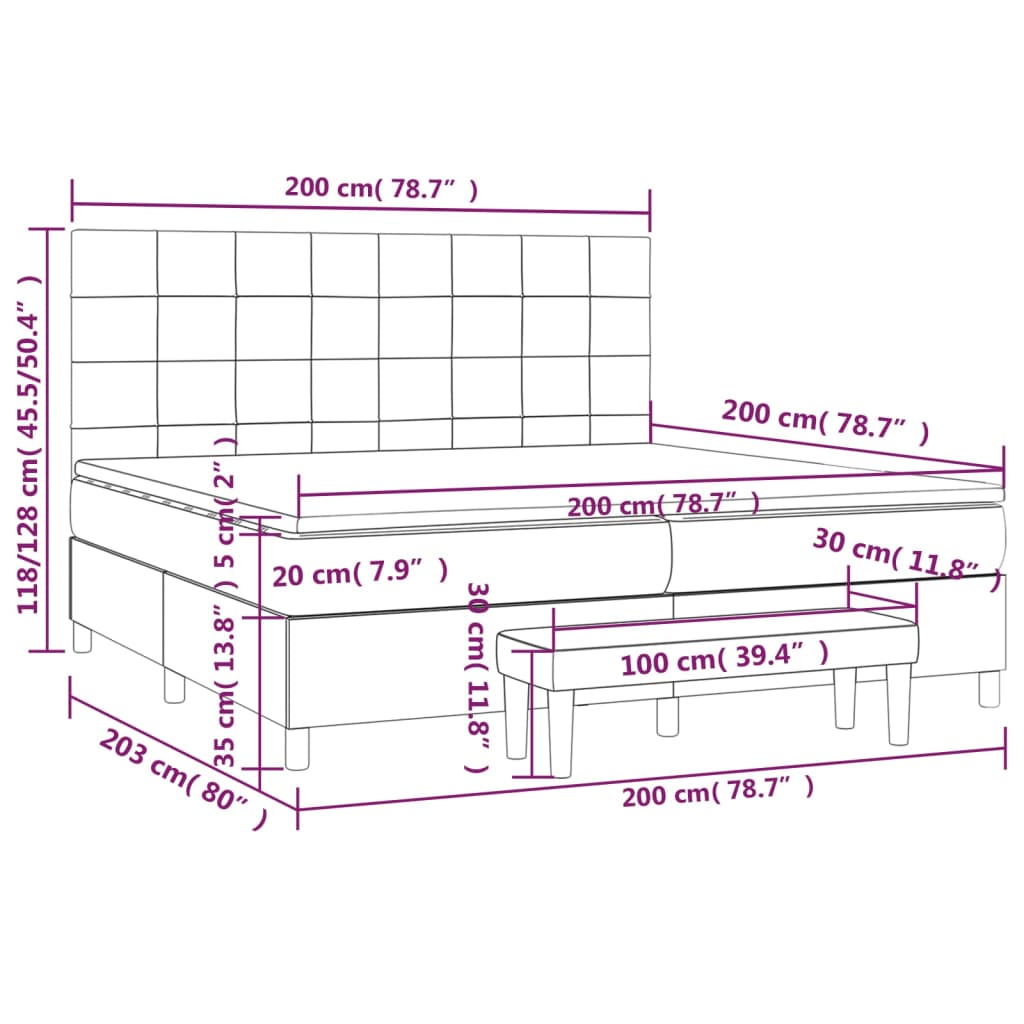 Boxspring met matras stof zwart 200x200 cm