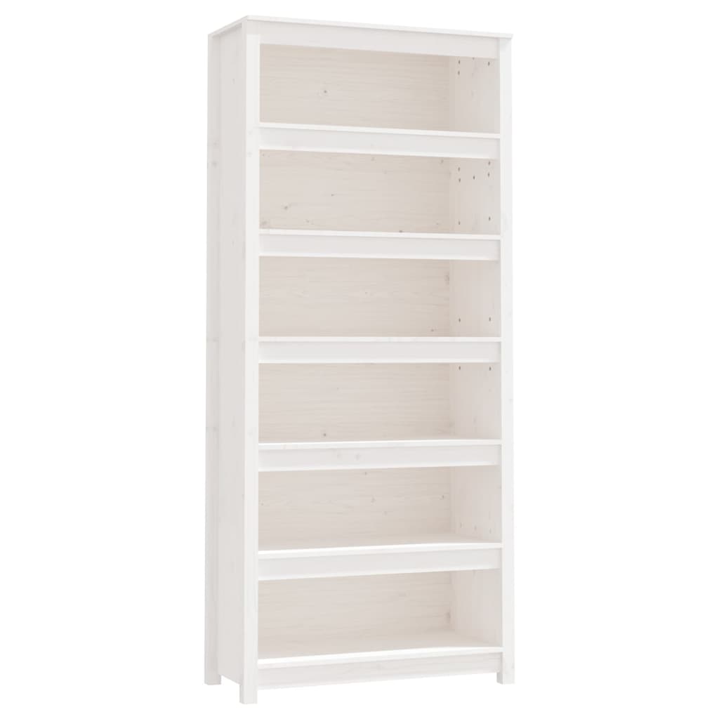 Boekenkast 80x35x183 cm massief grenenhout wit