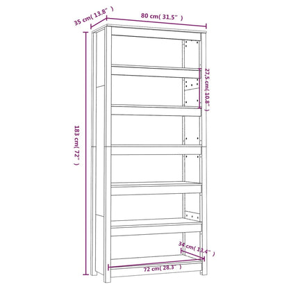 Boekenkast 80x35x183 cm massief grenenhout wit