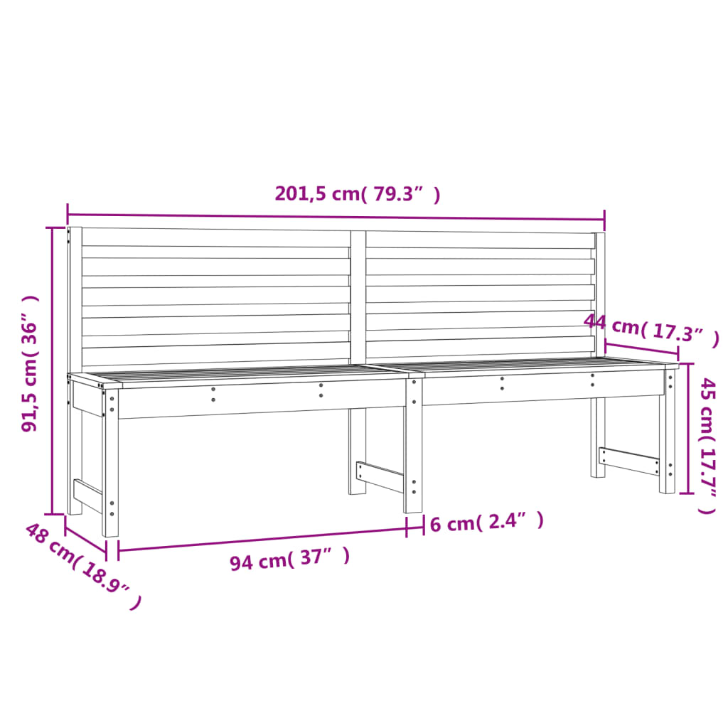 Tuinbank 201,5 cm massief grenenhout honingbruin