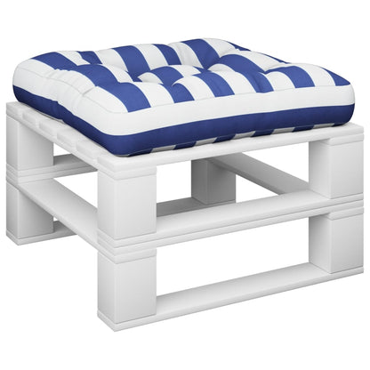 Palletkussen gestreept 50x50x12 cm stof blauw en wit