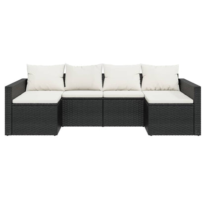 2-delige Loungeset met kussens poly rattan zwart