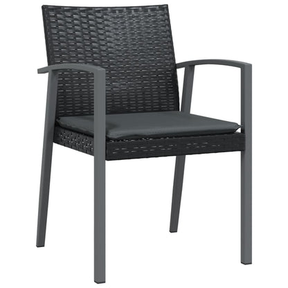 Tuinstoelen 2 st met kussens 56,5x57x83 cm poly rattan zwart