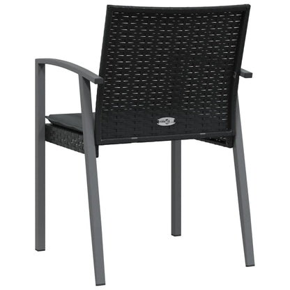 Tuinstoelen 2 st met kussens 56,5x57x83 cm poly rattan zwart