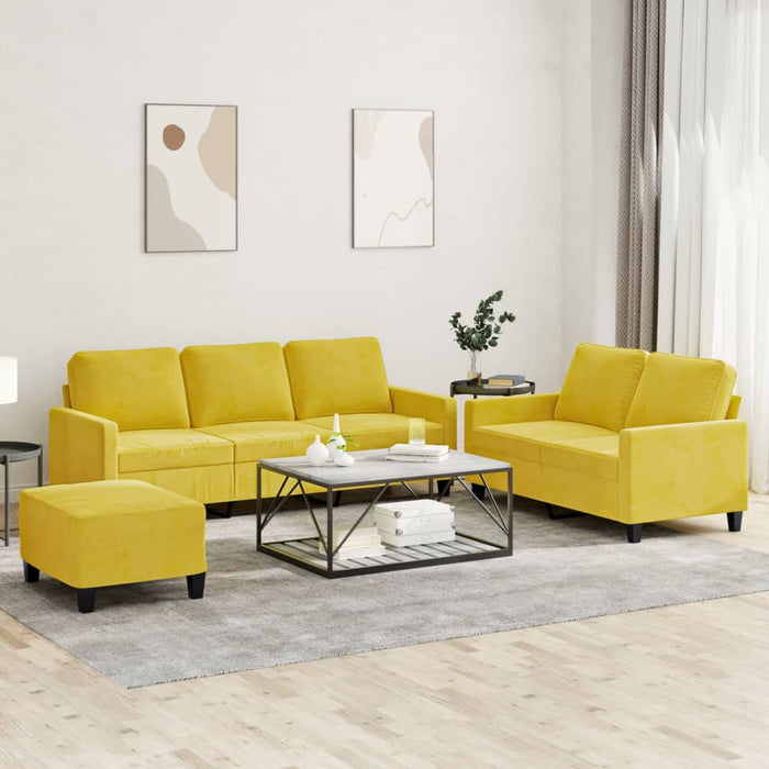 3-delige Loungeset met kussens fluweel geel