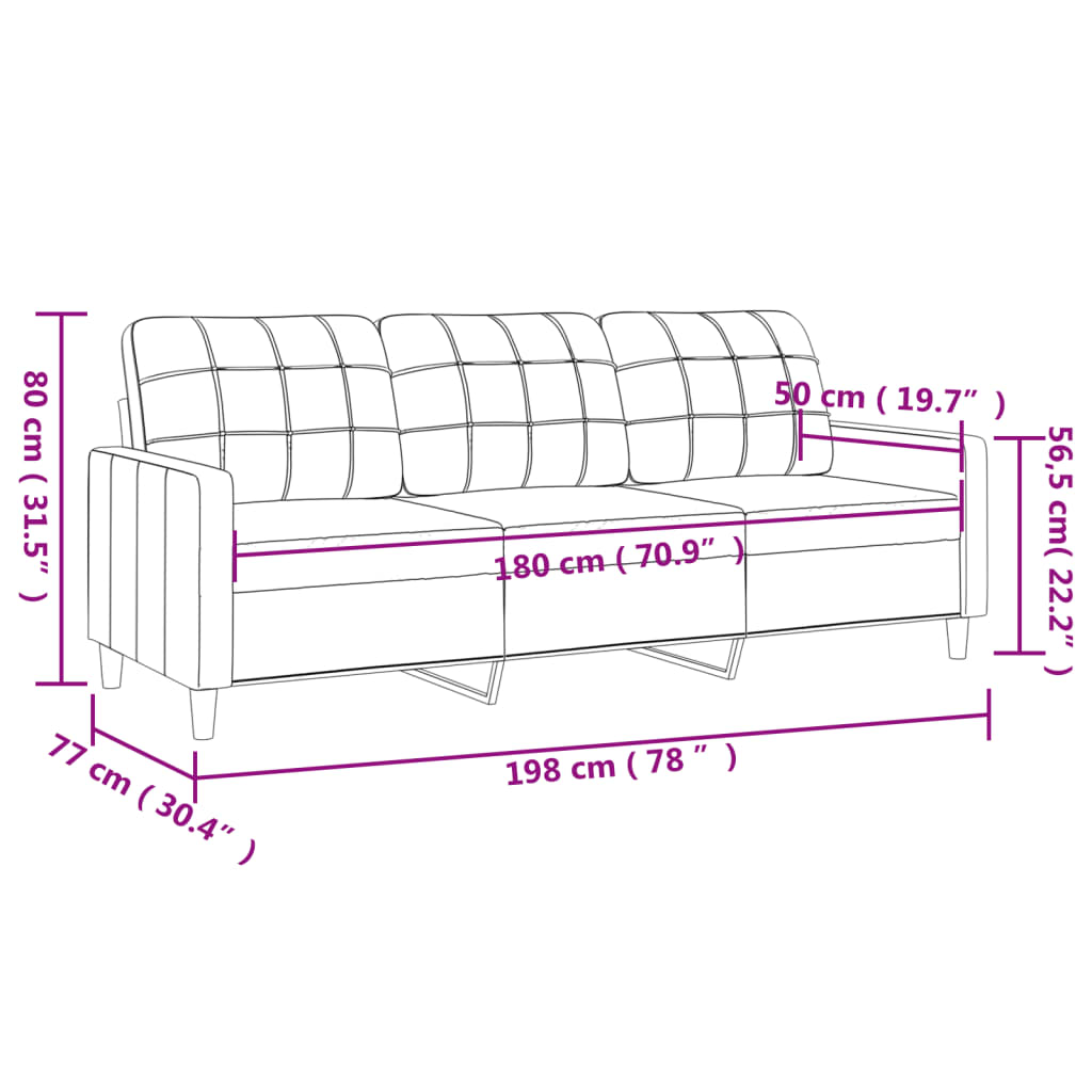 Driezitsbank 180 cm stof bruin