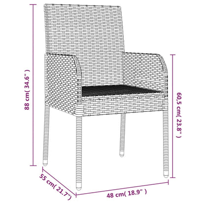 7-delige Tuinset met kussens poly rattan grijs