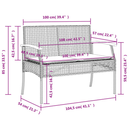 3-delige Tuinset met kussens poly rattan grijs