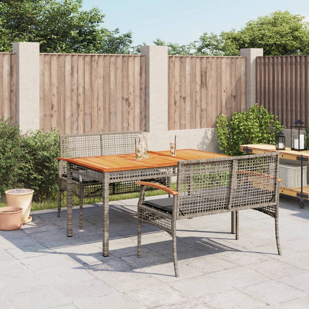 3-delige Tuinset met kussens poly rattan grijs