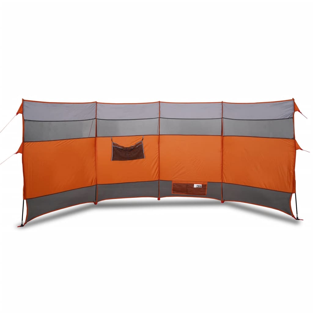 Windscherm camping waterdicht 366x152x152 cm grijs en oranje