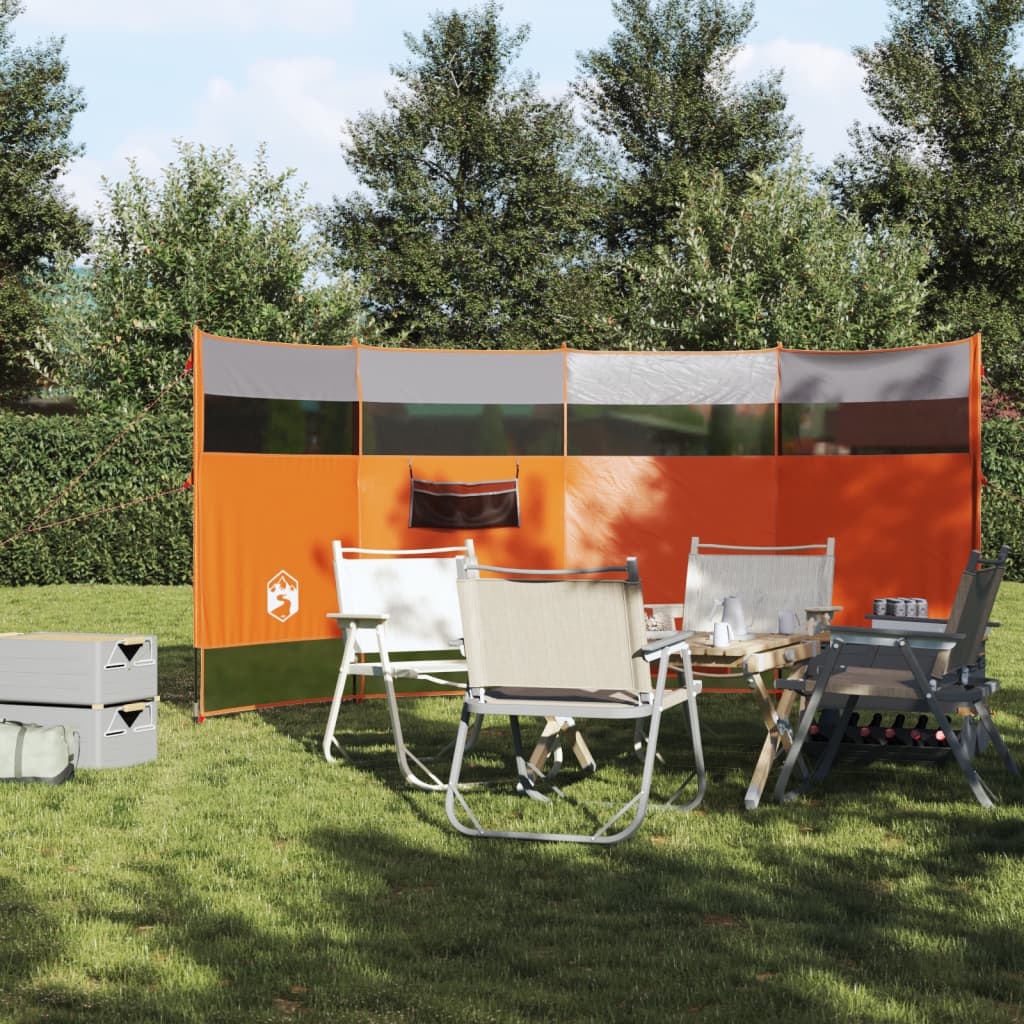 Windscherm camping waterdicht 366x152x152 cm grijs en oranje