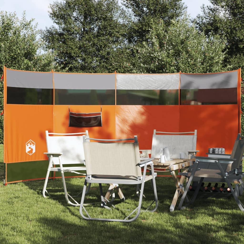 Windscherm camping waterdicht 366x152x152 cm grijs en oranje