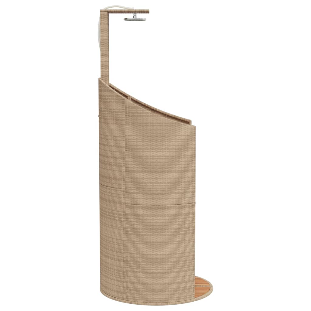 Buitendouche 100x100x241,5 cm poly rattan en acaciahout beige