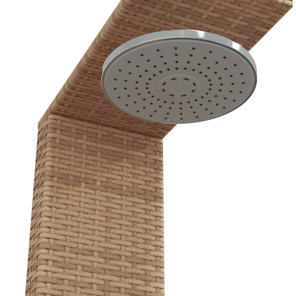 Buitendouche 100x100x241,5 cm poly rattan en acaciahout beige