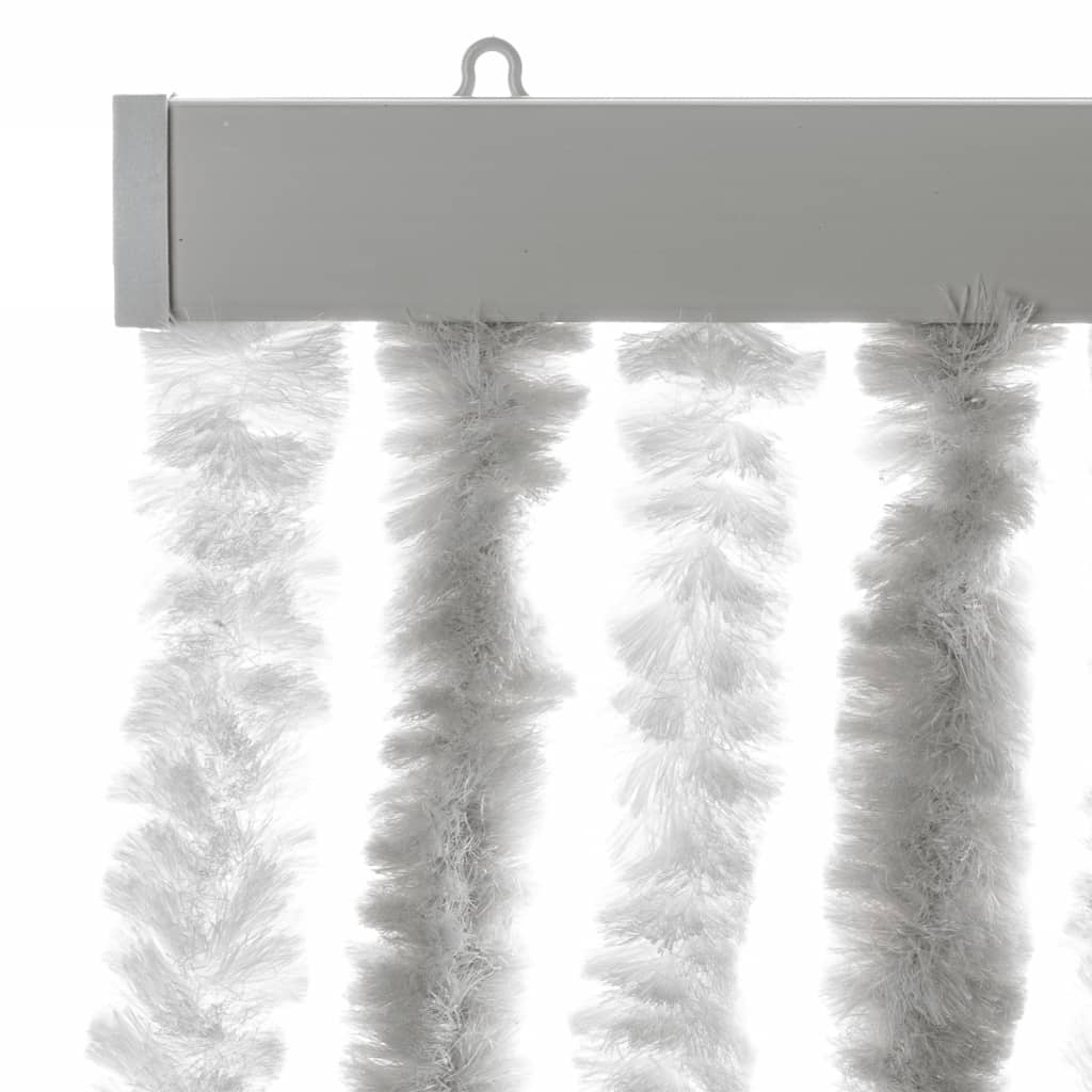 Vliegengordijn 100x230 cm chenille lichtgrijs en wit