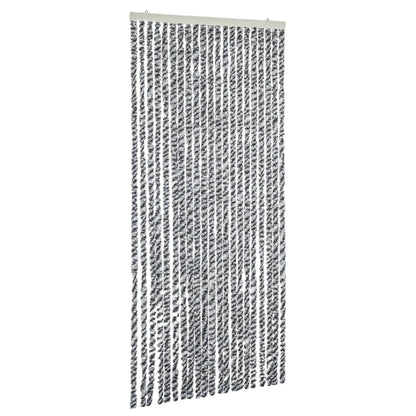 Vliegengordijn 100x230 cm chenille grijs en zwart-wit