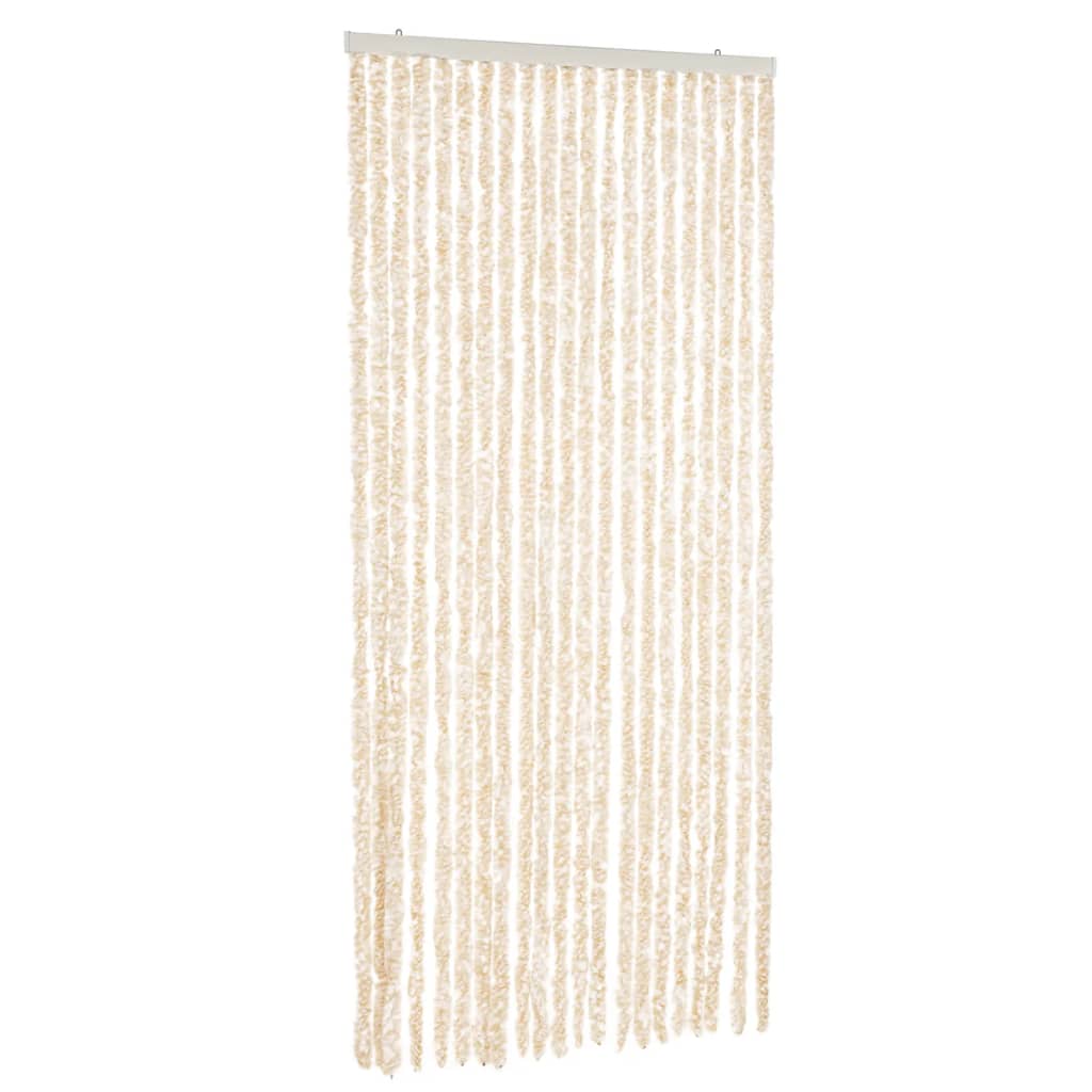 Vliegengordijn 100x230 cm chenille beige en wit