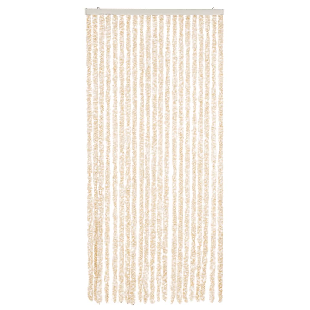 Vliegengordijn 100x230 cm chenille beige en wit