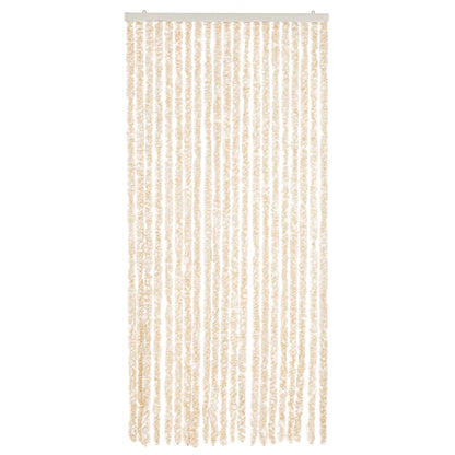 Vliegengordijn 100x230 cm chenille beige en wit