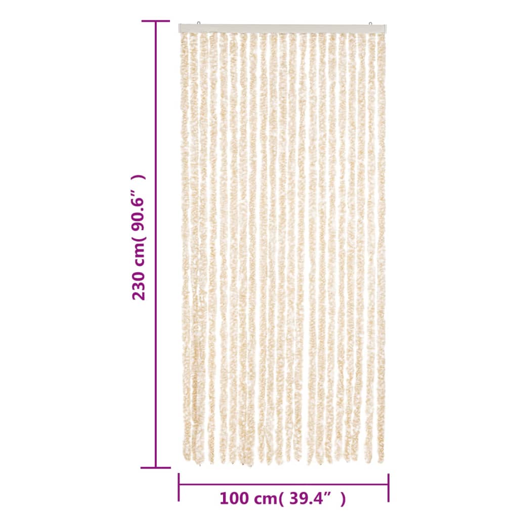 Vliegengordijn 100x230 cm chenille beige en wit