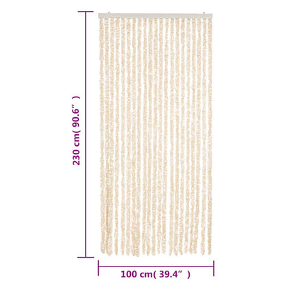 Vliegengordijn 100x230 cm chenille beige en wit