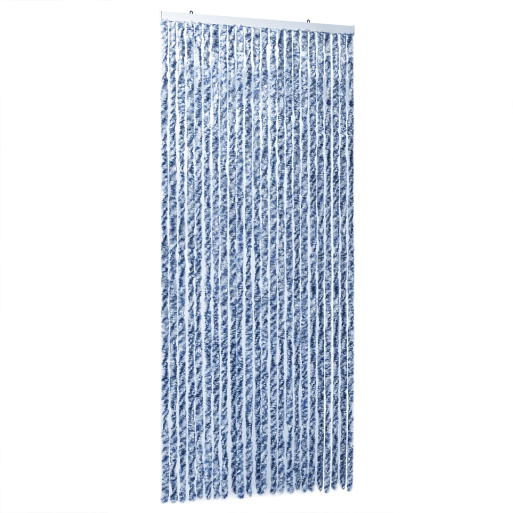 Vliegengordijn 100x230 cm chenille blauw en wit