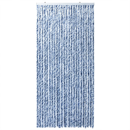 Vliegengordijn 100x230 cm chenille blauw en wit