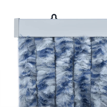 Vliegengordijn 100x230 cm chenille blauw en wit