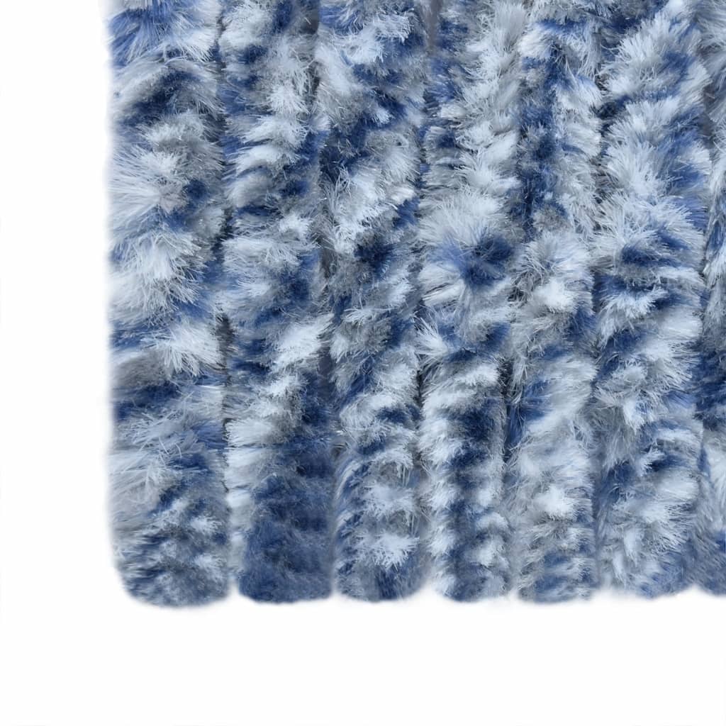 Vliegengordijn 100x230 cm chenille blauw en wit